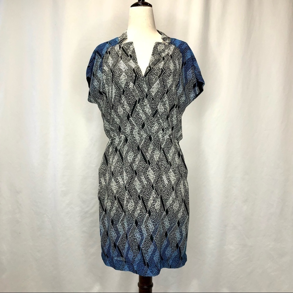 Forever 21 chiffon shift dress ombre abstract elastic waist pockets S